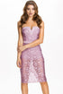 Sexy Pinkish Purple Rose Lace Strapless Midi Dress